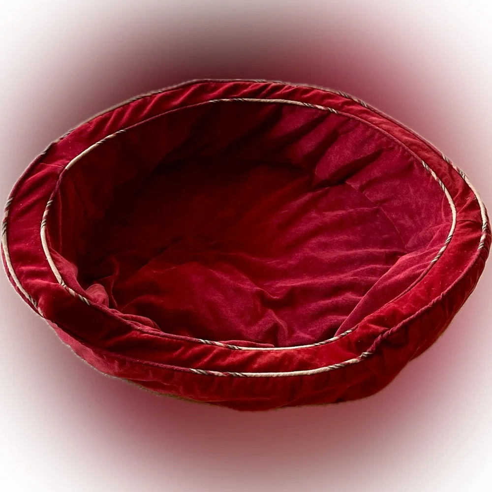 BOOTS & BARKLEY SMALL PLUSH PET BED DOG CAT PUPPY CUDDLE COMFY SOFT RED BURGUNDY